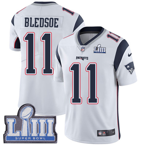 New England Patriots #11 Drew Bledsoe White Super Bowl LIII Bound Men's Stitched Vapor Untouchable Limited Jersey Men's cheap jerseys for sale - CheapJerseys.Shop