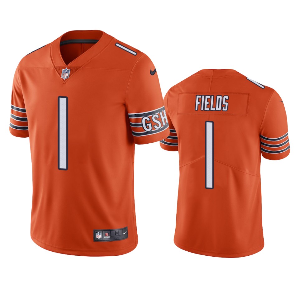 Bears #1 Justin Fields Orange Men's Stitched Limited Rush Jersey cheap jerseys for sale - CheapJerseys.Shop