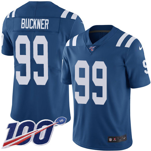Indianapolis Colts #99 DeForest Buckner Royal Blue Team Color Men's Stitched 100th Season Vapor Untouchable Limited Jersey Men's cheap jerseys for sale - CheapJerseys.Shop