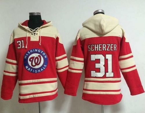 Nationals #31 Max Scherzer Red Sawyer Hooded Sweatshirt Hoodie cheap jerseys for sale - CheapJerseys.Shop