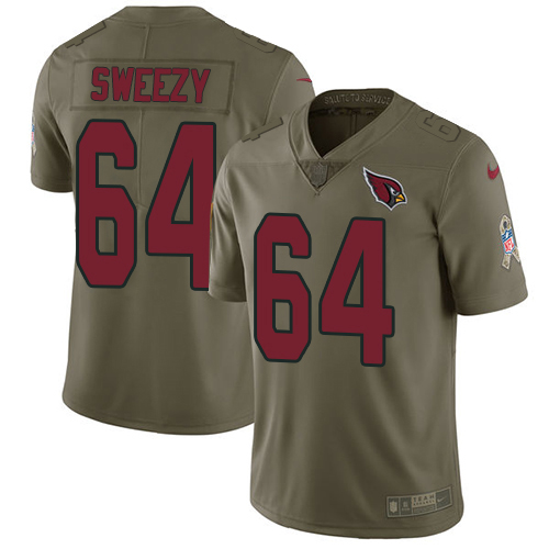 Arizona Cardinals #64 J.R. Sweezy Olive Men's Stitched Limited 2017 Salute to Service Jersey Men's cheap jerseys for sale - CheapJerseys.Shop
