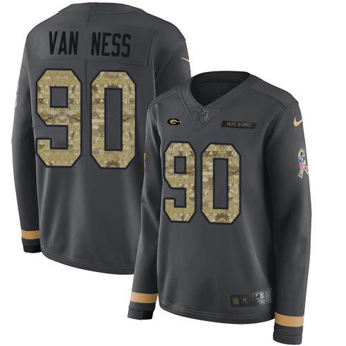 Packers #90 Lukas Van Ness Anthracite Salute To Service Women's Stitched Limited Therma Long Sleeve Jersey cheap jerseys for sale - CheapJerseys.Shop