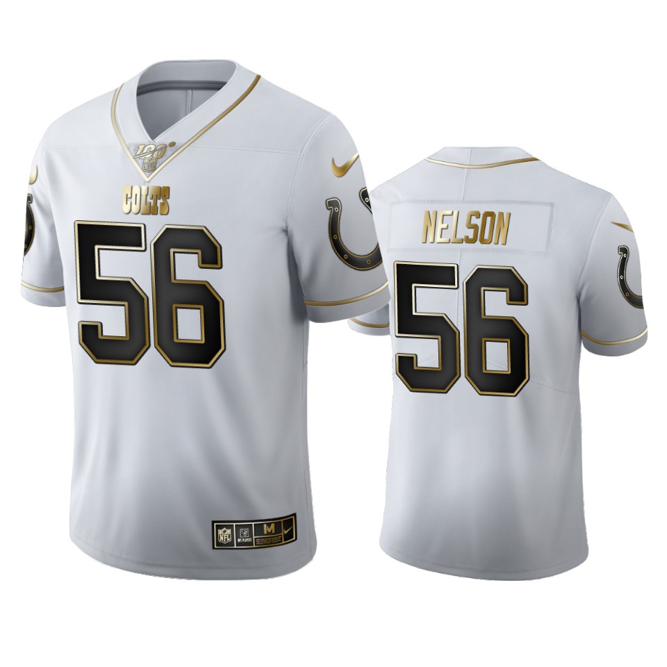 Indianapolis Colts #56 Quenton Nelson Men's White Golden Edition Vapor Limited 100 Jersey cheap jerseys for sale - CheapJerseys.Shop
