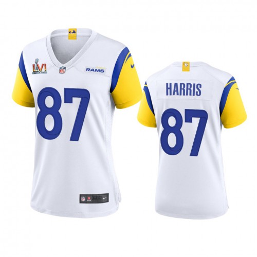 Los Angeles Los Angeles Rams #87 Jacob Harris Women's Super Bowl LVI Patch Alternate Game Jersey - White Womens cheap jerseys for sale - CheapJerseys.Shop