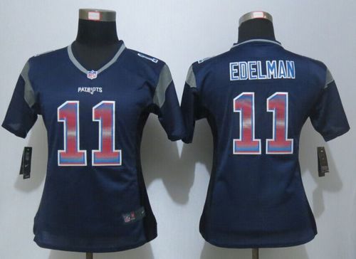 Patriots #11 Julian Edelman Navy Blue Team Color Women's Stitched Elite Strobe Jersey cheap jerseys for sale - CheapJerseys.Shop