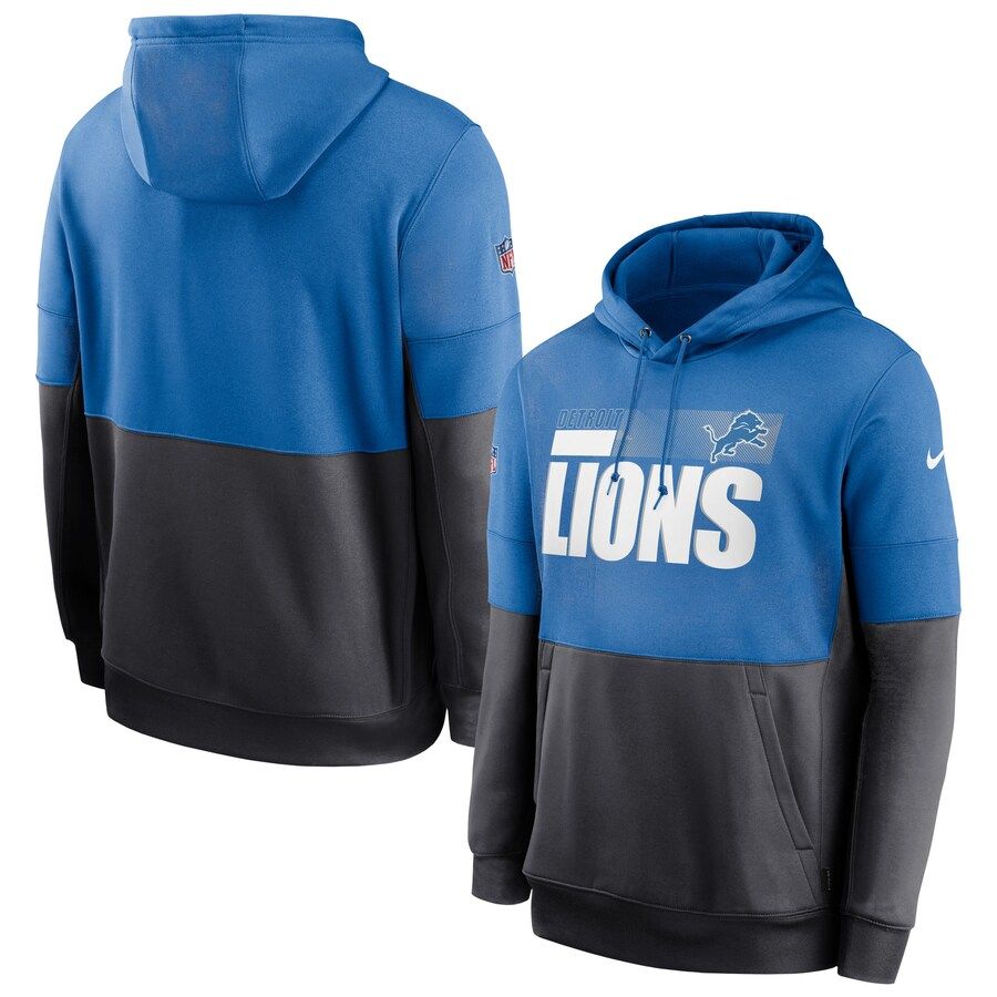 Detroit Lions Sideline Impact Lockup Performance Pullover Hoodie Blue Charcoal cheap jerseys for sale - CheapJerseys.Shop