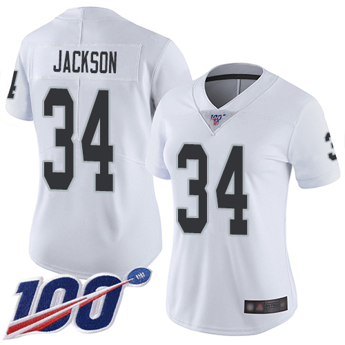 Raiders #34 Bo Jackson White Women's Stitched 100th Season Vapor Limited Jersey cheap jerseys for sale - CheapJerseys.Shop