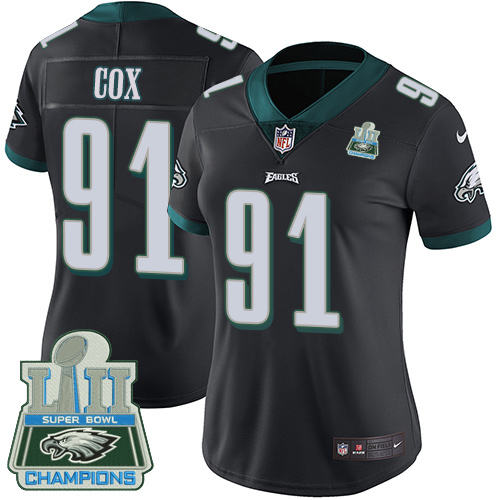 Philadelphia Eagles #91 Fletcher Cox Black Alternate Super Bowl LII Champions Women's Stitched Vapor Untouchable Limited Jersey Womens cheap jerseys for sale - CheapJerseys.Shop