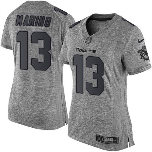 Dolphins #13 Dan Marino Gray Women's Stitched Limited Gridiron Gray Jersey cheap jerseys for sale - CheapJerseys.Shop