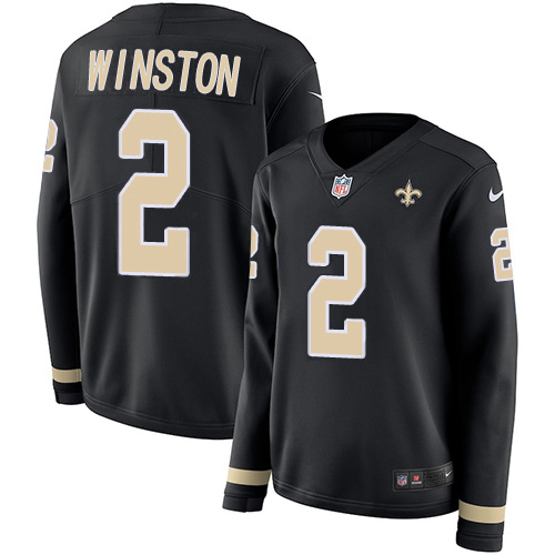 New Orleans Saints #2 Jameis Winston Black Team Color Women's Stitched Limited Therma Long Sleeve Jersey Womens cheap jerseys for sale - CheapJerseys.Shop