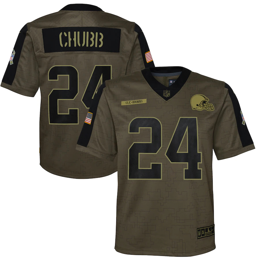 Cleveland Browns #24 Nick Chubb Olive Youth 2021 Salute To Service Game Jersey cheap jerseys for sale - CheapJerseys.Shop