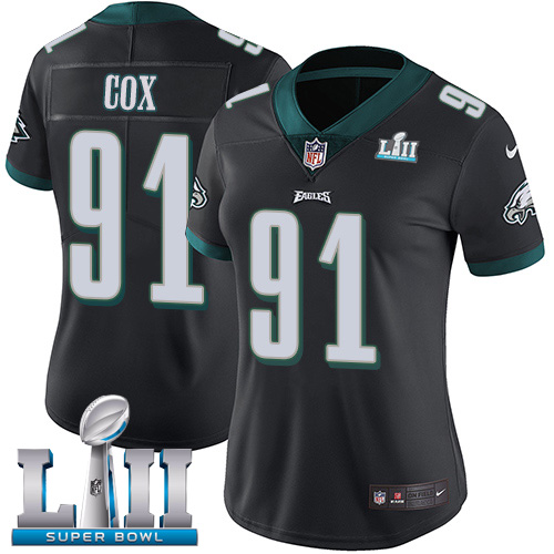 Philadelphia Eagles #91 Fletcher Cox Black Alternate Super Bowl LII Women's Stitched Vapor Untouchable Limited Jersey Womens cheap jerseys for sale - CheapJerseys.Shop