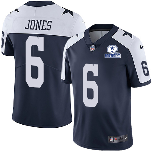 Dallas Cowboys #6 Chris Jones Navy Blue Thanksgiving Men's Stitched With Established In 1960 Patch Vapor Untouchable Limited Throwback Jersey Men' cheap jerseys for sale - CheapJerseys.Shop