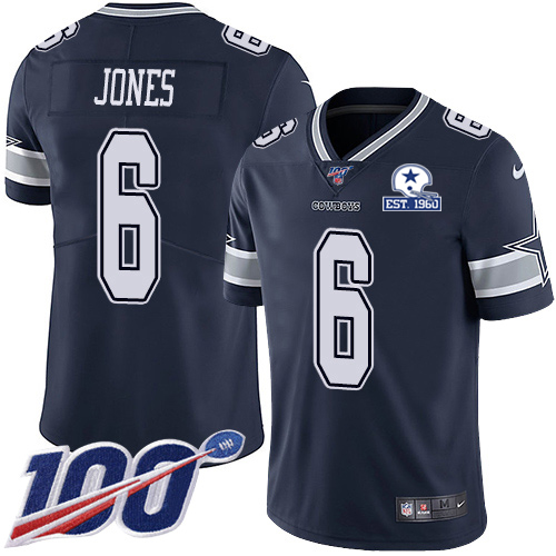 Dallas Cowboys #6 Chris Jones Navy Blue Team Color Men's Stitched With Established In 1960 Patch 100th Season Vapor Untouchable Limited Jersey Men cheap jerseys for sale - CheapJerseys.Shop