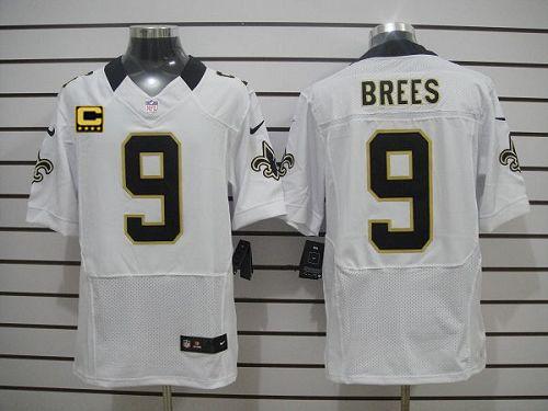 Saints #9 Drew Brees White With C Patch Men's Stitched Elite Jersey cheap jerseys for sale - CheapJerseys.Shop