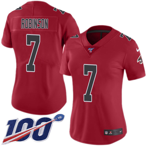 Falcons #7 Bijan Robinson Red Stitched Women's Limited Rush 100th Season Jersey cheap jerseys for sale - CheapJerseys.Shop