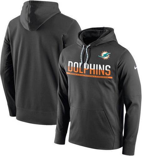 Men's Miami Dolphins Anthracite Sideline Circuit Pullover Performance Hoodie cheap jerseys for sale - CheapJerseys.Shop