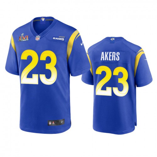 Los Angeles Los Angeles Rams #23 Cam Akers Men's Super Bowl LVI Patch Game Jersey - Royal Men's cheap jerseys for sale - CheapJerseys.Shop