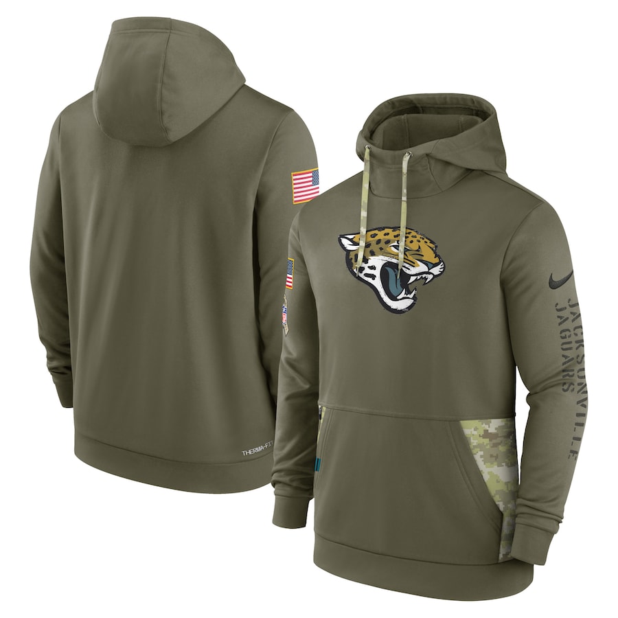 Jacksonville Jaguars 2022 Salute To Service Therma Performance Pullover Hoodie - Olive cheap jerseys for sale - CheapJerseys.Shop