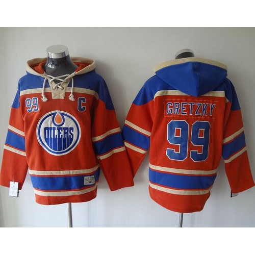 Edmonton Oilers #99 Wayne Gretzky Orange Sawyer Hooded Sweatshirt Stitched Jersey Men's cheap jerseys for sale - CheapJerseys.Shop