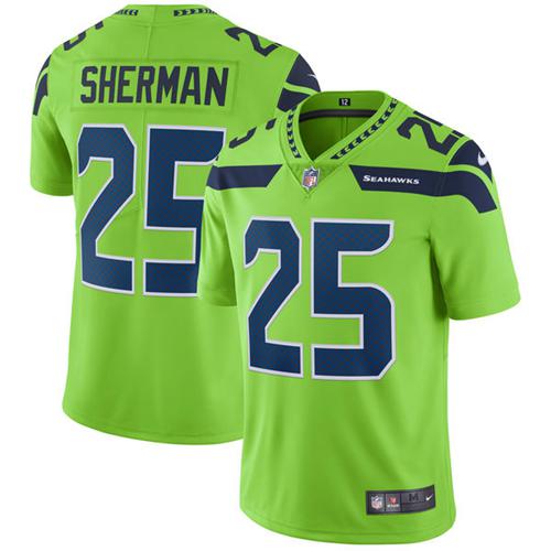 Seattle Seahawks #25 Richard Sherman Green Men's Stitched Limited Rush Jersey Men's cheap jerseys for sale - CheapJerseys.Shop