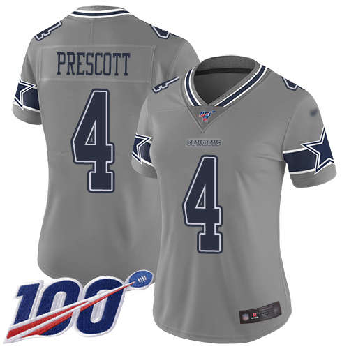 Cowboys #4 Dak Prescott Gray Women's Stitched Limited Inverted Legend 100th Season Jersey cheap jerseys for sale - CheapJerseys.Shop