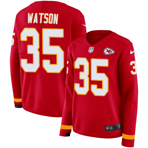 Chiefs #35 Jaylen Watson Red Team Color Women's Stitched Limited Therma Long Sleeve Jersey cheap jerseys for sale - CheapJerseys.Shop