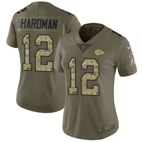 Chiefs #12 Mecole Hardman Olive/Camo Women's Stitched Limited 2017 Salute To Service Jersey cheap jerseys for sale - CheapJerseys.Shop