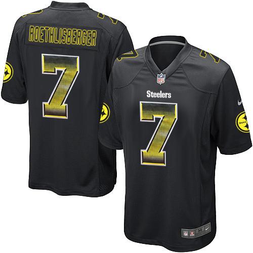 Pittsburgh Steelers #7 Ben Roethlisberger Black Team Color Men's Stitched Limited Strobe Jersey Men's cheap jerseys for sale - CheapJerseys.Shop
