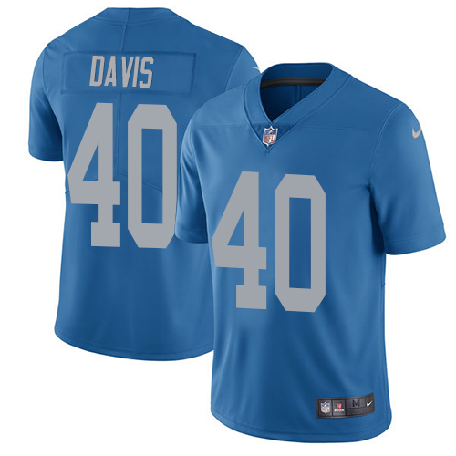 Detroit Lions #40 Jarrad Davis Blue Throwback Men's Stitched Vapor Untouchable Limited Jersey Men's cheap jerseys for sale - CheapJerseys.Shop