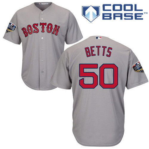 Boston Red Sox #50 Mookie Betts Grey Cool Base 2018 World Series Stitched Youth Jersey Youth cheap jerseys for sale - CheapJerseys.Shop