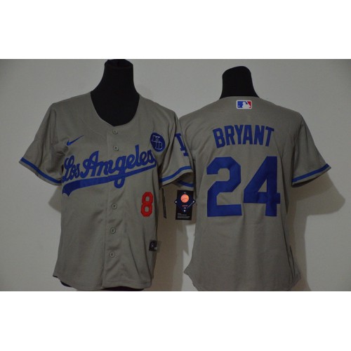 Los Angeles Los Angeles Dodgers #8 #24 Kobe Bryant Women Grey Cool Base 2020 KB Patch Jersey Womens cheap jerseys for sale - CheapJerseys.Shop