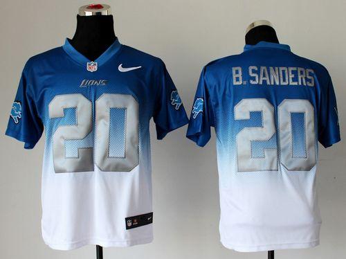 Lions #20 Barry Sanders Blue/White Men's Stitched Elite Fadeaway Fashion Jersey cheap jerseys for sale - CheapJerseys.Shop