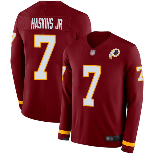 Washington Commanders #7 Dwayne Haskins Jr Burgundy Red Team Color Men's Stitched Limited Therma Long Sleeve Jersey Men's cheap jerseys for sale - CheapJerseys.Shop