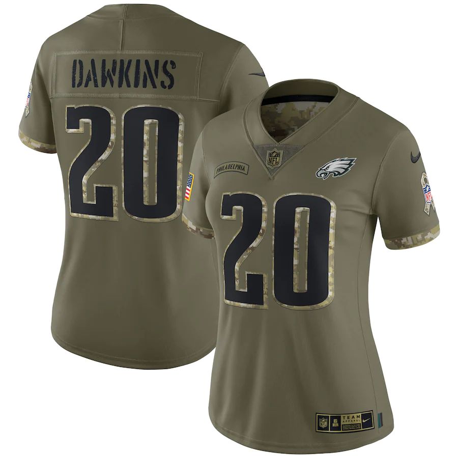 Philadelphia Eagles #20 Brian Dawkins Women's 2022 Salute To Service Limited Jersey - Olive cheap jerseys for sale - CheapJerseys.Shop