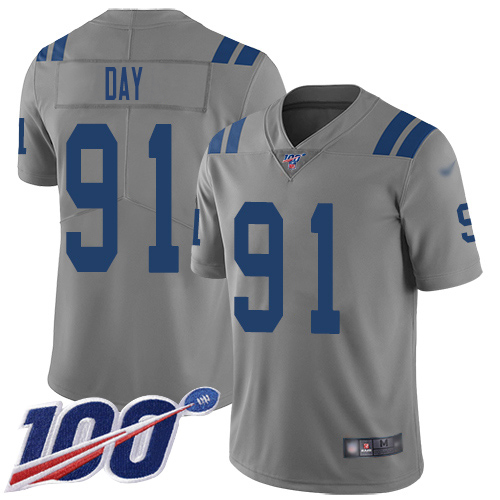 Indianapolis Colts #91 Sheldon Day Gray Youth Stitched Limited Inverted Legend 100th Season Jersey Youth cheap jerseys for sale - CheapJerseys.Shop