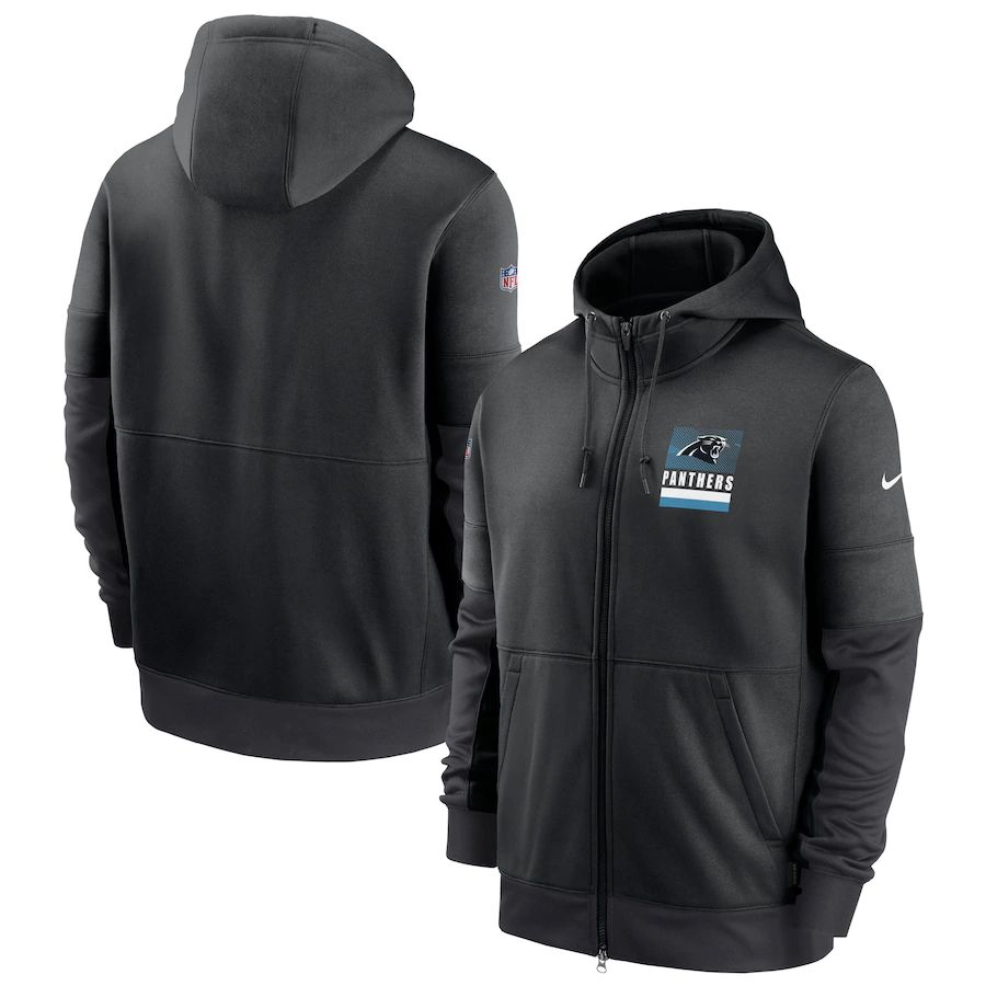 Carolina Panthers Sideline Impact Lockup Performance Full-Zip Hoodie Black cheap jerseys for sale - CheapJerseys.Shop