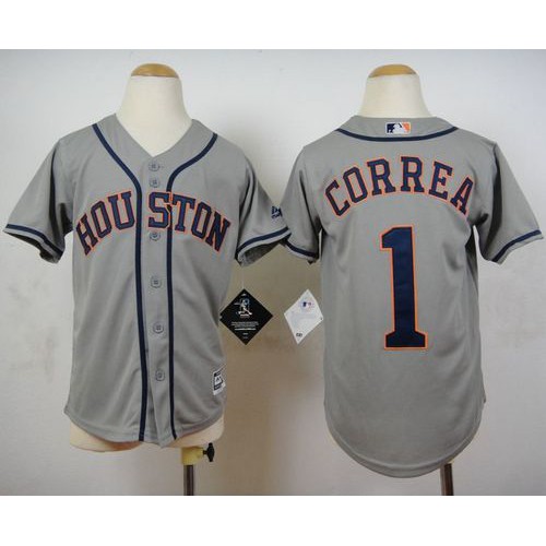 Houston Astros #1 Carlos Correa Grey Cool Base Stitched Youth Jersey Youth cheap jerseys for sale - CheapJerseys.Shop