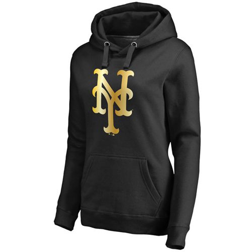 Women's New York Mets Gold Collection Pullover Hoodie Black cheap jerseys for sale - CheapJerseys.Shop