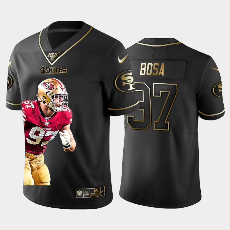 San Francisco 49ers #97 Nick Bosa Team Hero 3 Vapor Limited 100 Jersey Black Golden cheap jerseys for sale - CheapJerseys.Shop