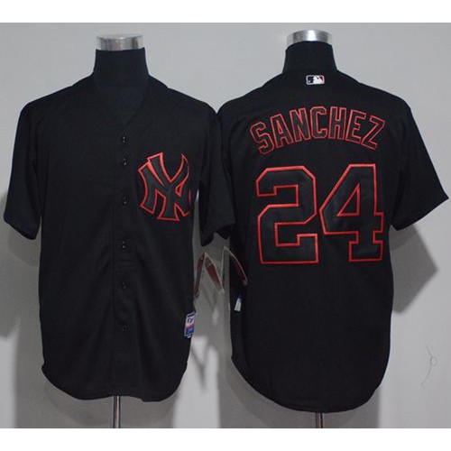 New York Yankees #24 Gary Sanchez Black Strip Stitched Jersey Men's cheap jerseys for sale - CheapJerseys.Shop