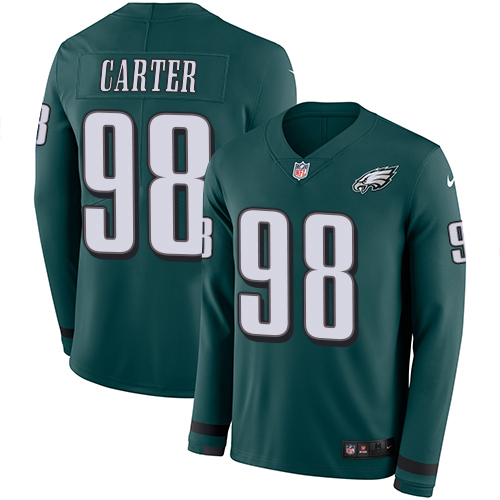 Eagles #98 Jalen Carter Green Team Color Men's Stitched Limited Therma Long Sleeve Jersey cheap jerseys for sale - CheapJerseys.Shop