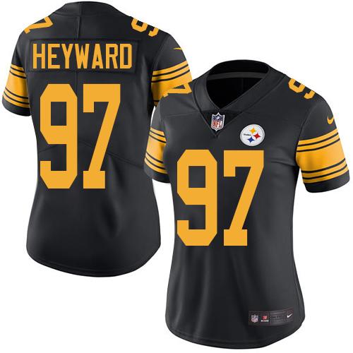 Pittsburgh Steelers #97 Cameron Heyward Black Women's Stitched Limited Rush Jersey Womens cheap jerseys for sale - CheapJerseys.Shop