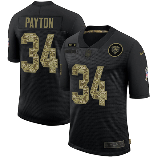 Chicago Bears #34 Walter Payton Men's 2020 Salute To Service Camo Limited Jersey Black cheap jerseys for sale - CheapJerseys.Shop