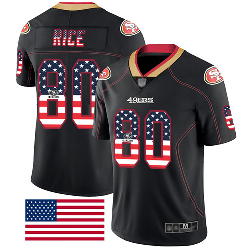 49ers #80 Jerry Rice Black Men's Stitched Limited Rush USA Flag Jersey cheap jerseys for sale - CheapJerseys.Shop