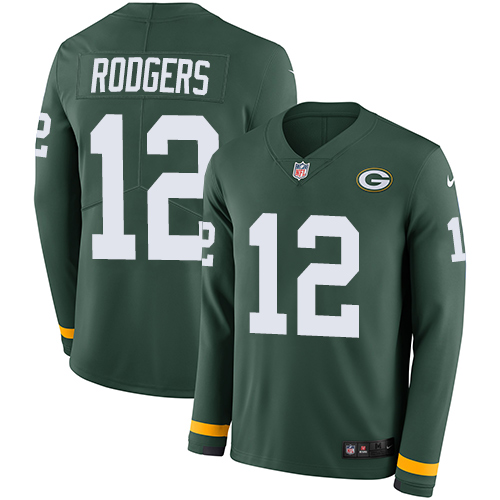 Packers #12 Aaron Rodgers Green Team Color Youth Stitched Limited Therma Long Sleeve Jersey cheap jerseys for sale - CheapJerseys.Shop