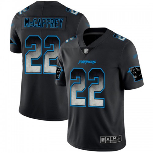 Carolina Panthers #22 Christian McCaffrey Black Men's Stitched Vapor Untouchable Limited Smoke Fashion Jersey Men's cheap jerseys for sale - CheapJerseys.Shop