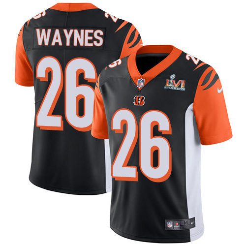 Cincinnati Bengals #26 Trae Waynes Black Team Color Super Bowl LVI Patch Men's Stitched Vapor Untouchable Limited Jersey Men's cheap jerseys for sale - CheapJerseys.Shop