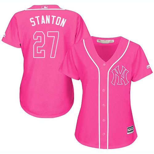 New York Yankees #27 Giancarlo Stanton Pink Fashion Women's Stitched Jersey Womens cheap jerseys for sale - CheapJerseys.Shop