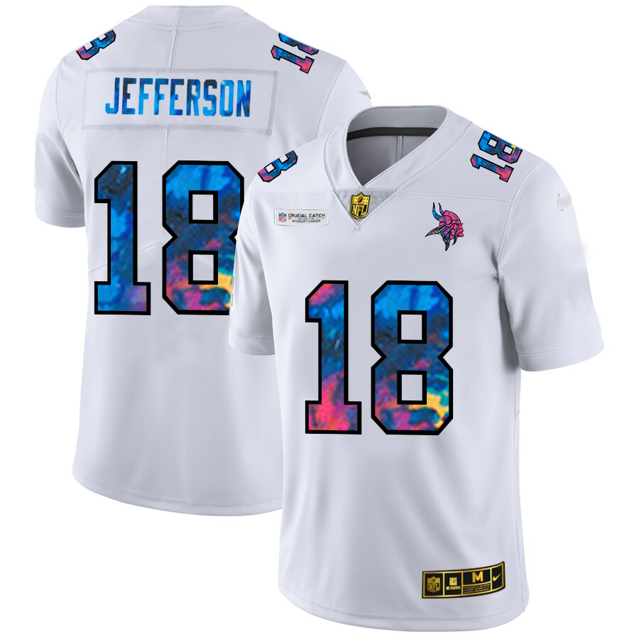 Minnesota Vikings #18 Justin Jefferson Men's White Multi-Color 2020 Crucial Catch Limited Jersey cheap jerseys for sale - CheapJerseys.Shop
